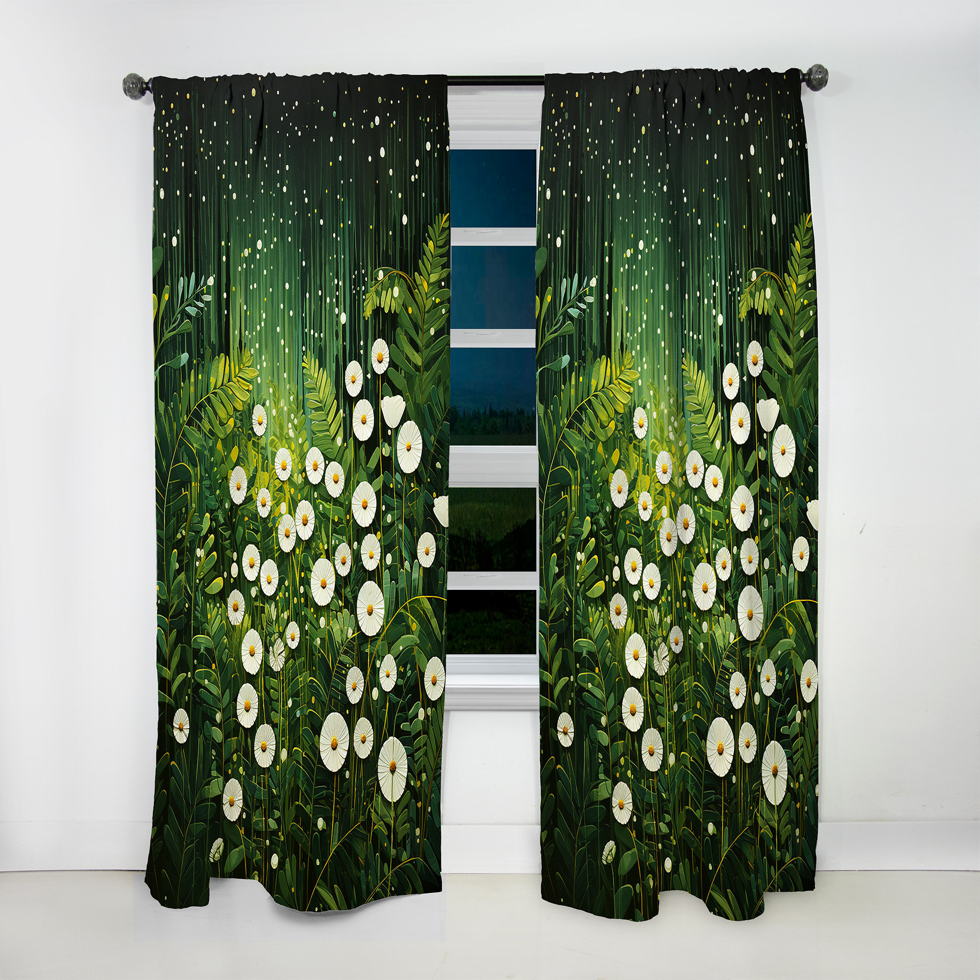 Verenize Ferns Plant Verdant Abundance II - Modern Velvet Curtain - Room Darkening - 1 Panel Wildon Home Size per Panel: 52\, image size:2000x2000