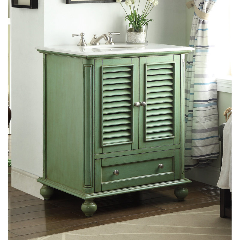 Meuble-lavabo simple 30 po Falite, Vert vieilli