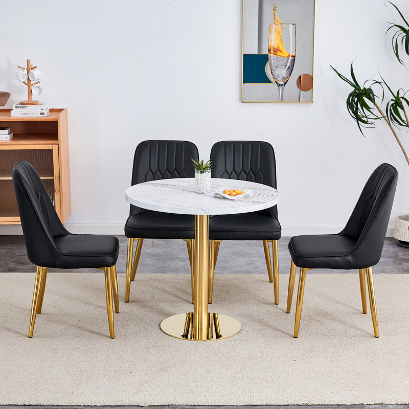 Ensemble repas rond à piédestal, Noir, noir, noir, noir, 5
