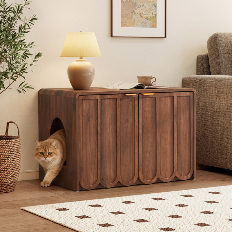 Enceinte de litière en bois, Walnut
