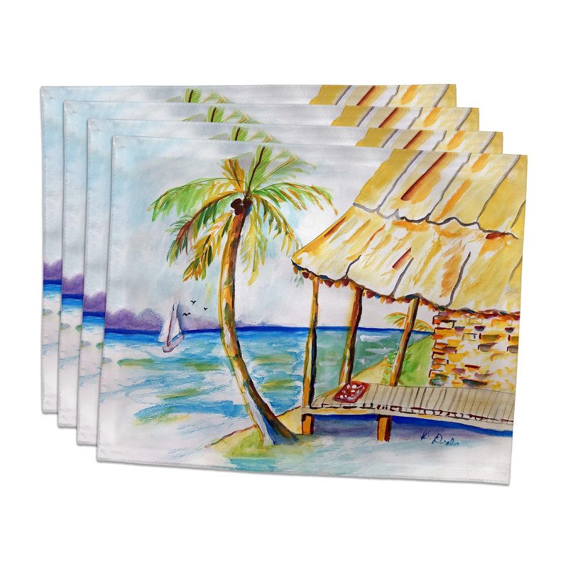 Ensemble de 4 napperons Palms & Hut