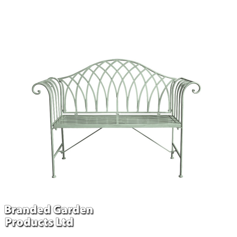 Versailles Wrought Iron Garden Outdoor Bench, Sage Green