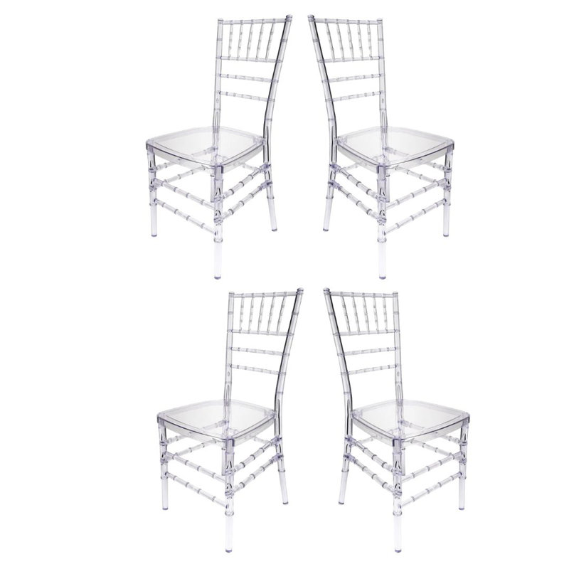 Chaise Chiavari non assemblée en résine transparente, 4 chaises par Chivari