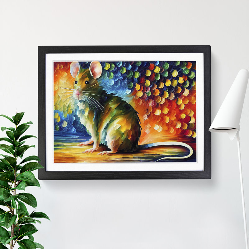 Rat Abstract - Single Picture Frame Painting, Black, 46cm H x 64cm W x 2cm D