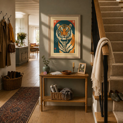 Tiger Portrait Japandi - Framed Print