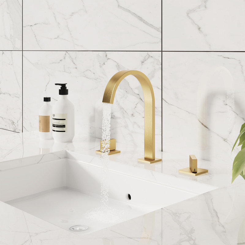 Casainc Widespread 2-handle Bathroom Faucet, Brushed Gold