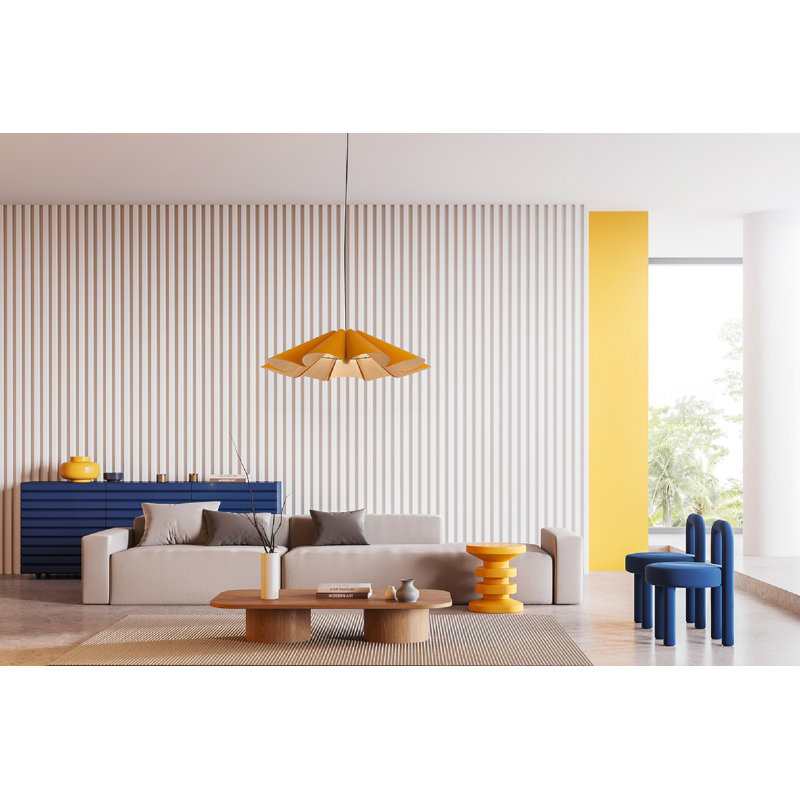 Luminaire suspendu simple 1 lumière Delfina, Ocre, H 8,3 po x l 31,5 po x P 31,5 po