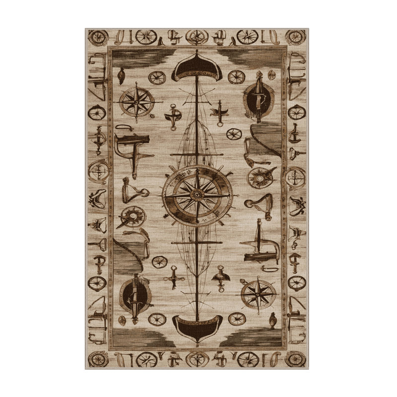  Tapis nautique historique lavable, Rectangulaire 3 pi x 5 pi