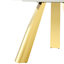 de table ronde de 4 pouces avec plateau en pierre brûlante à motif blanc et pieds en acier inoxydable doré - pour 2, 4 ou 6 personnes