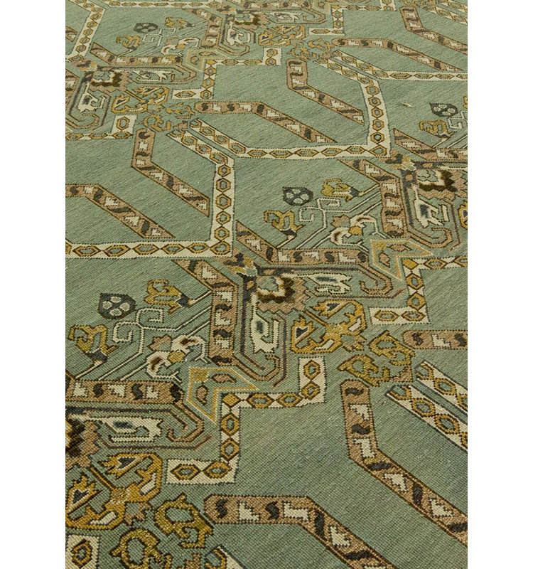 Mccaffrey Wool Geometric Area Rug in Seaglass, Rectangle 2' x 3'