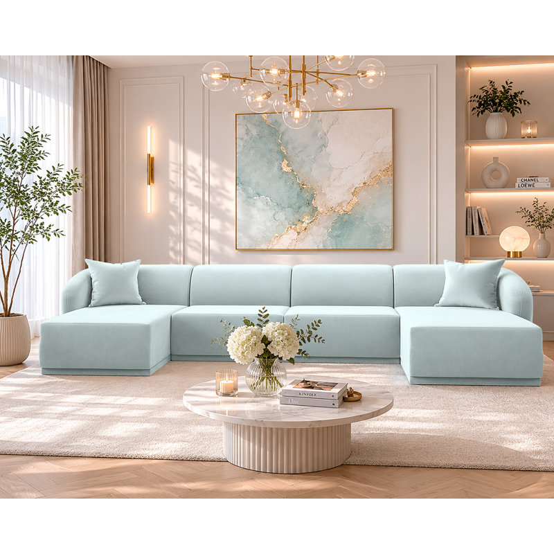 5 Seater Velvet Sofa & Chaise