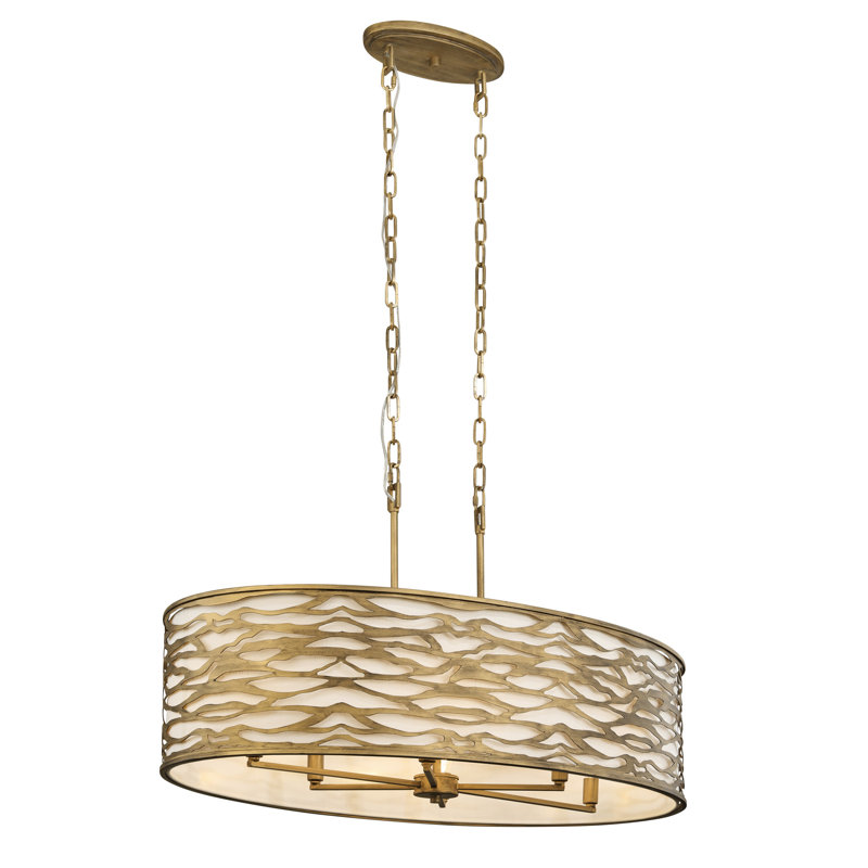 Luminaire suspendu 6 lumières Kato, or La Havane, Doré