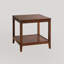 Table de bout carrée en bois massif à 2 niveaux avec tablette de rangement