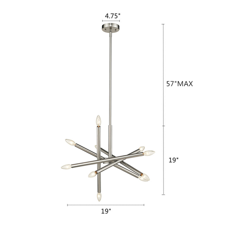 Handley 10 - Light Dimmable Sputnik Modern Linear Chandelier