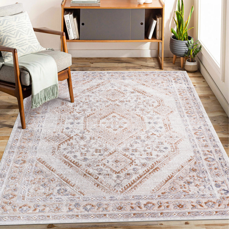 Cream/Ivory/Bordered Non-Shedding Living Room Bedroom Dining Home Office Stylish And Stain Resistant Area Rug