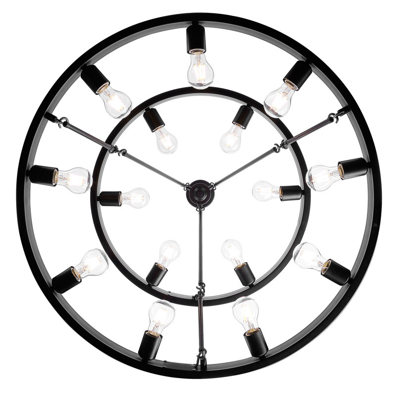 Lustre spectaculaire en roue de chariot 15 lumières Easterwood