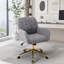 Chaise de bureau pivotante en faux alpaga et base dorée-294893511