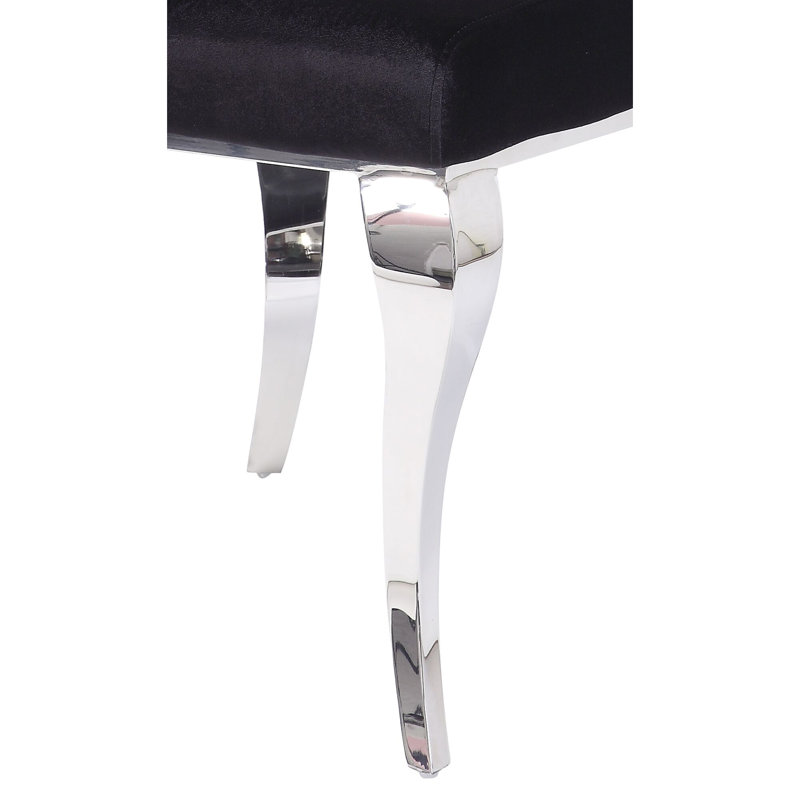 Fabiola Upholstered Side Chair in Black and Stainless Steel (Set of 2)