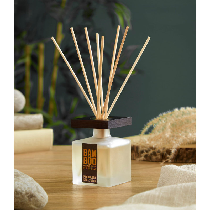 Bamboo Everyday Plant / Floral Reed Diffusers - Patchouli & Guaiac Wood, 21 cm H x 6.5 cm W x 6.5 cm D