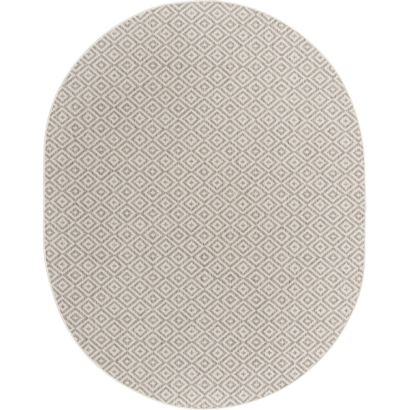 Contemporary Dominicia Rug Tan Abstract, Oval 7'10" x 10'