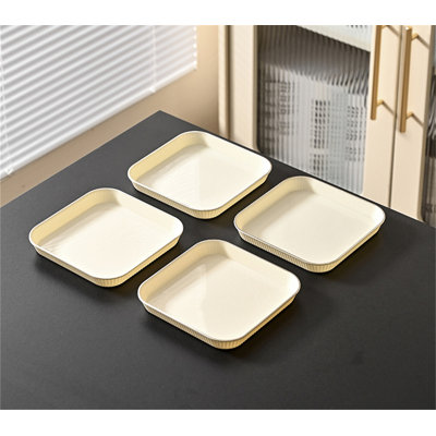 Paquet de 4 plateaux rectangulaires en plastique pour un usage domestique dans le salon, parfait pour servir des tasses à thé, des tasses d'eau, des assiettes, des fruits, des collations et du rangement