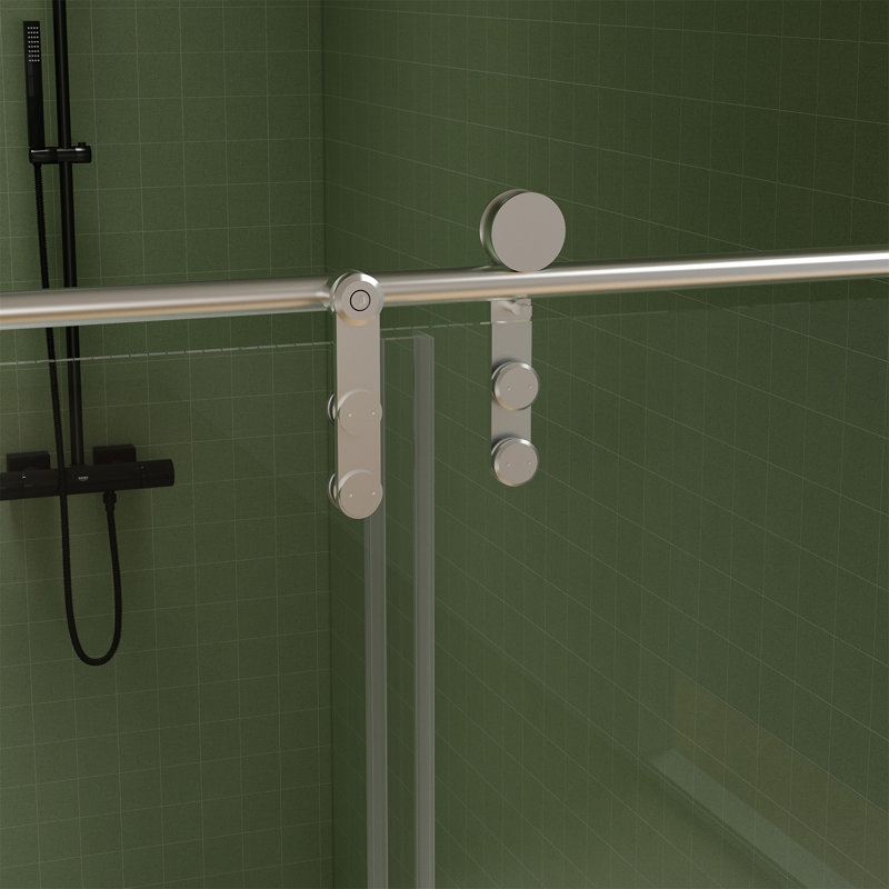 Porte de douche sans cadre l 56 "à 60" x H 76 ", Nickel brossé