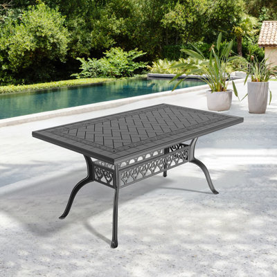 Amaurys Rectangular Metal Outdoor Dining Table , 59'' in. W 35'' in. D
