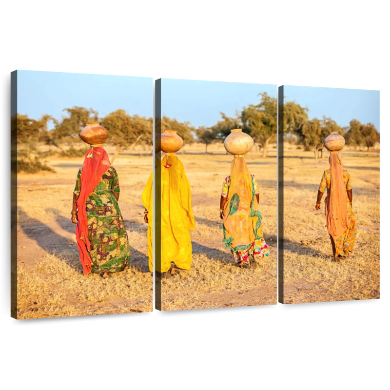 Leisha Rajasthani Water Women, 32" H x 50" W