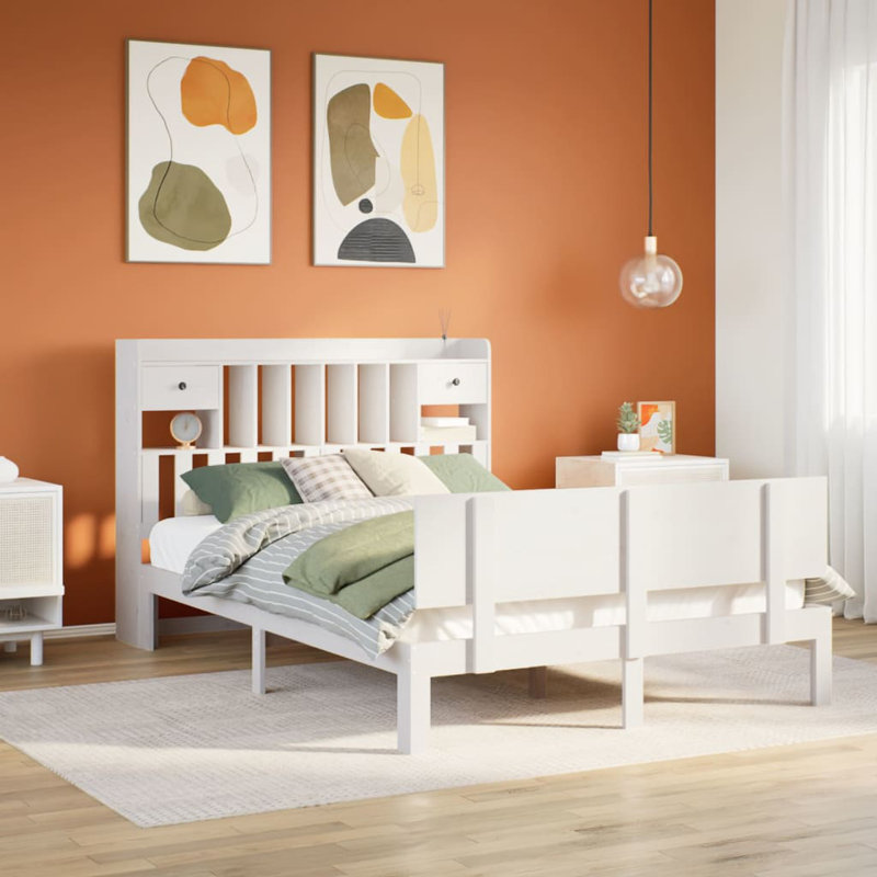 Remerton Solid Wood Bed, White, 90 cm W x 200 cm L