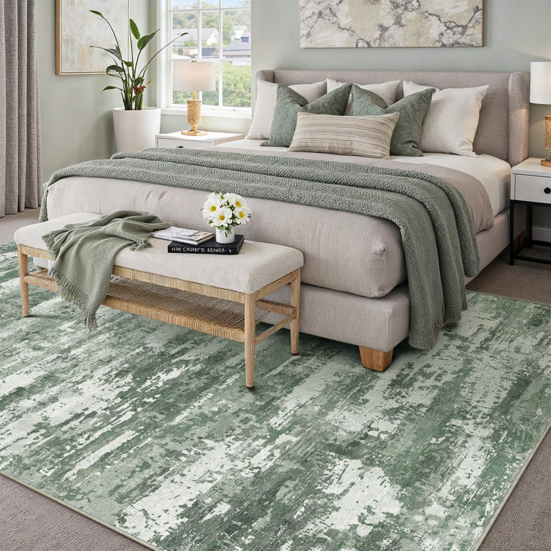 Tapis moderne lavable à la machine avec envers antidérapant Sarah, Rectangle 5 pi x 7 pi