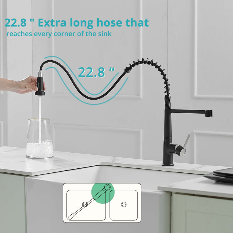 HOOSENG Pull Down Touchless Kitchen Faucet, Matte Black