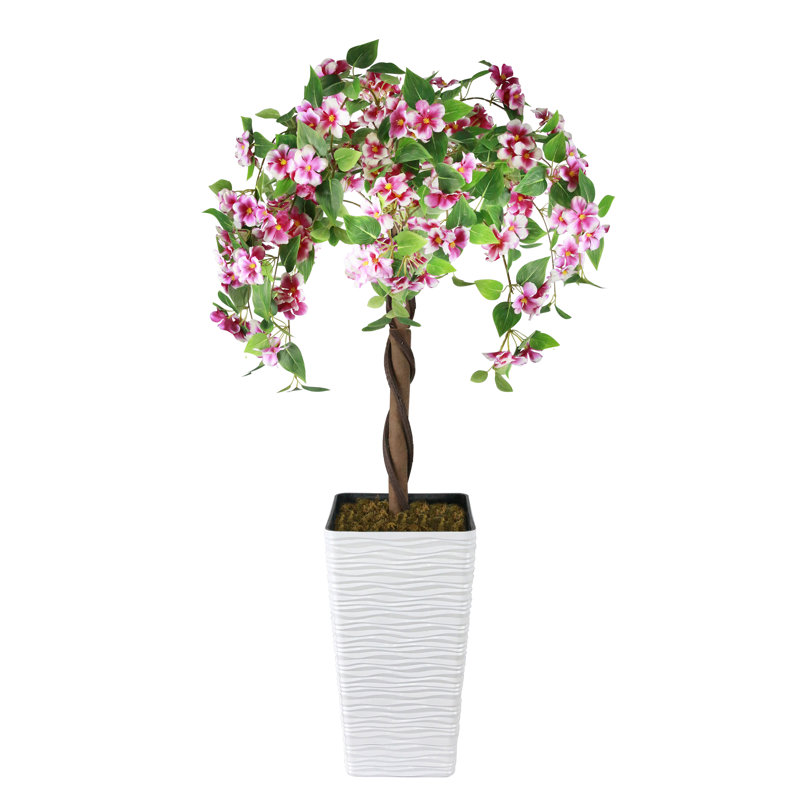 Arbre artificiel à fleurs 4 pi avec pot de fleurs, Pink