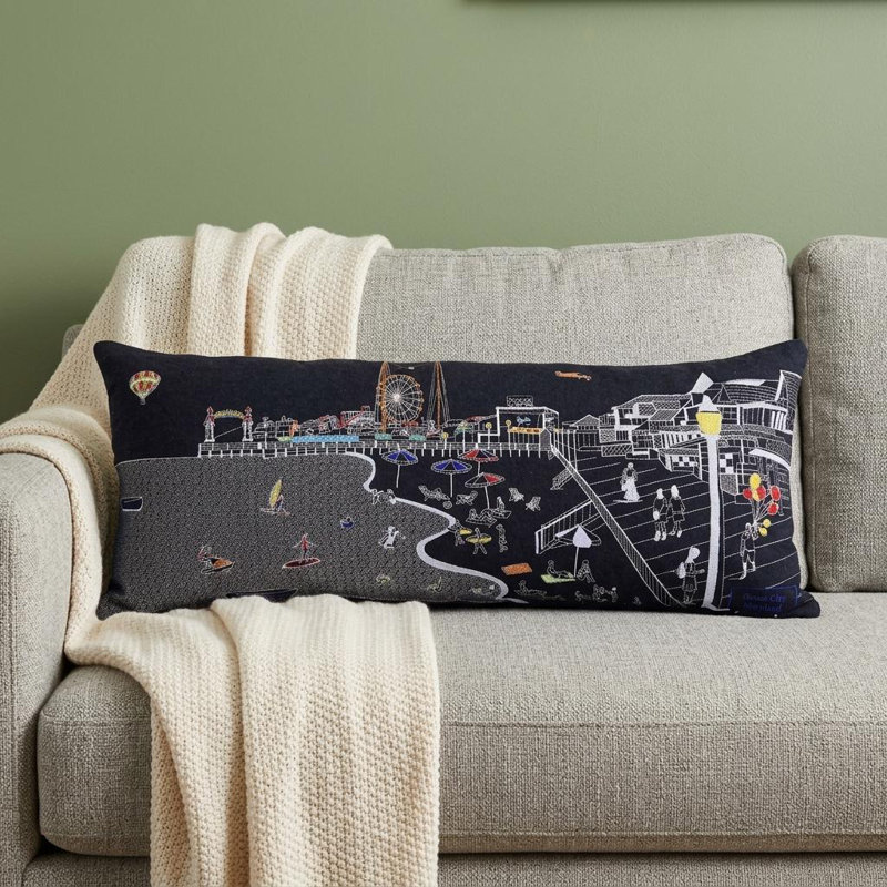 Coussin Black Ocean City, Gris