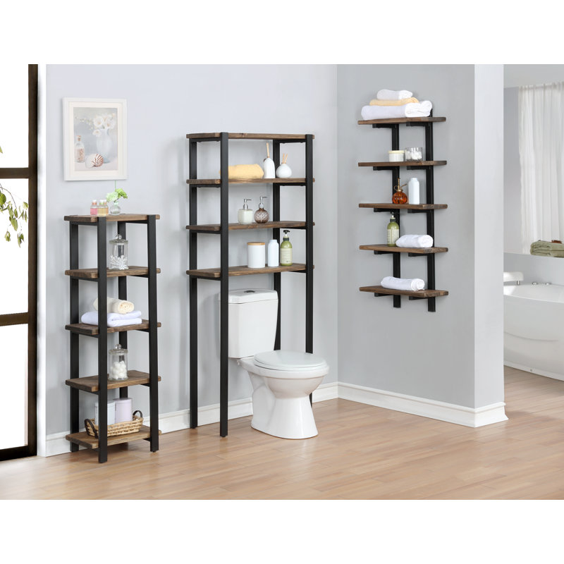 Steadman 40.64Cm W x 121.92Cm H x 30.48Cm D Solid Wood Free-Standing Bathroom Shelves