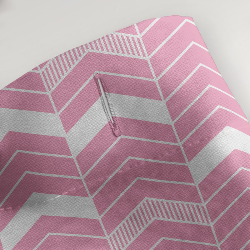 Rideau de douche simple à chevrons, Rose / blanc