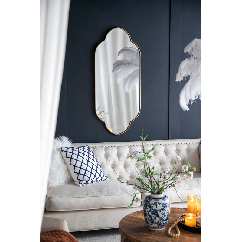 Miroir mural champagne doré avec bords entaillés