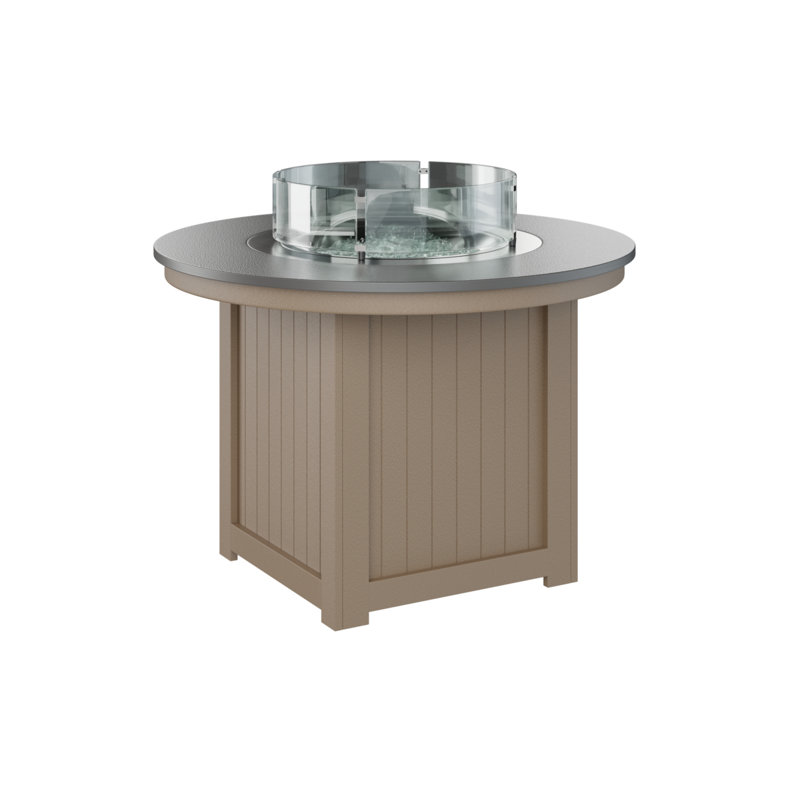 Foyer de table rond Berlin Donoma, H 37 po x l 44 po x P 44 po, Plateau martelé en acier inoxydable avec base en 