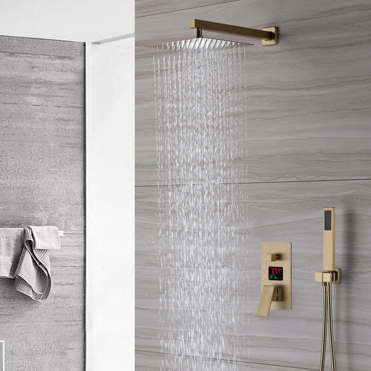 Wall Mounted Temperature Display Shower Faucet with Rough-in Valve