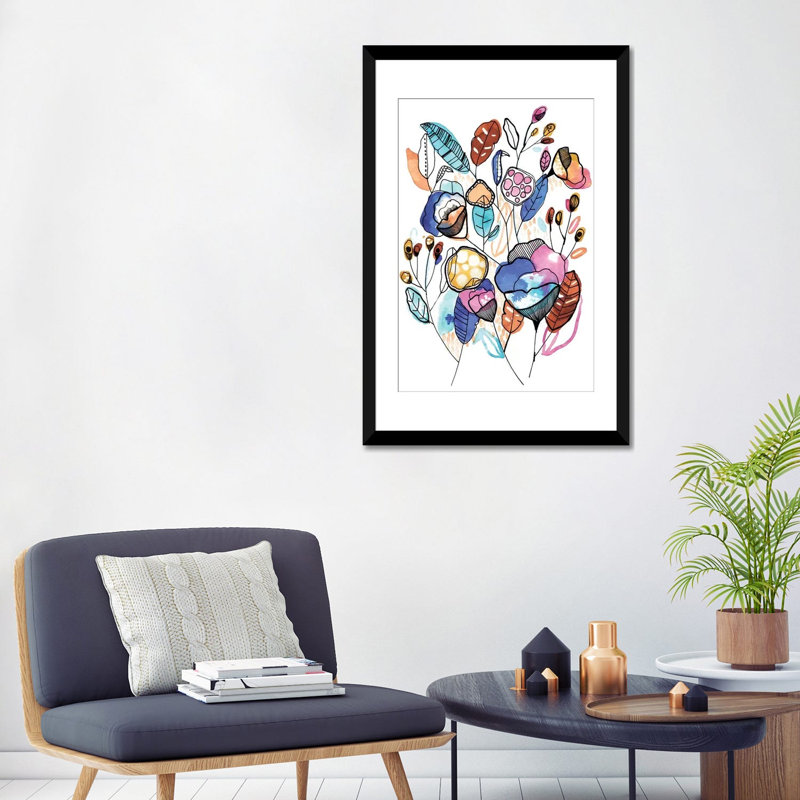 « bouquet », impression sur toile, H 24 po x l 16 po x P 1 po, Papier d'art encadré noir, Blanc