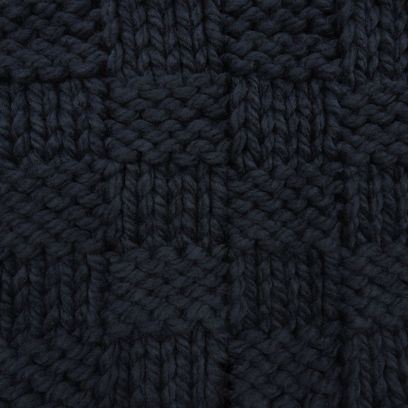 Jessica Hand Knitted Solid Textured Chess Pattern Square 27x27 inch Euro Sham, Navy