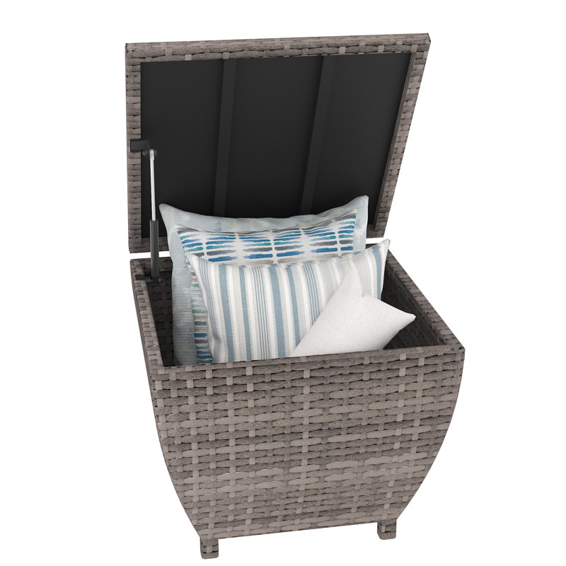 Aura Outdoor 19.68'' W 13 Gallons Wicker Deck Box, Gray