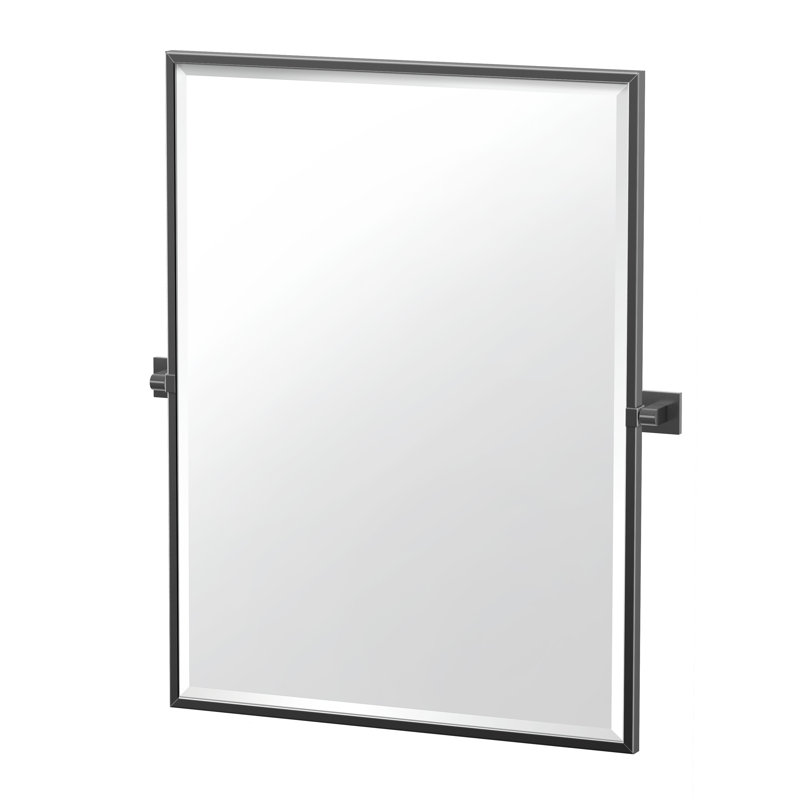 Miroir de salle de bain mural Miroir, H 32,5 po x l 27,63 po, Noir mat
