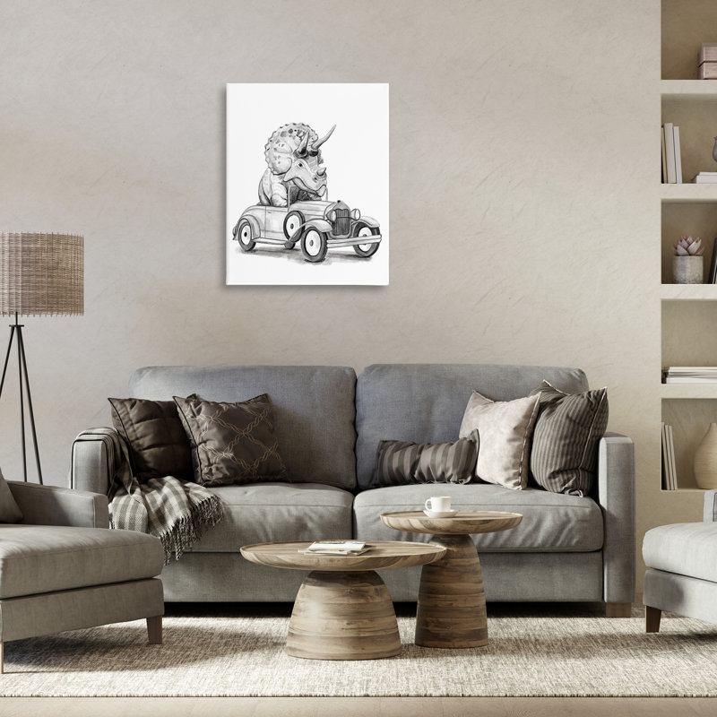 «Triceratops in Hot Rod», art mural par Rachel Nieman, H 30 po x l 24 po