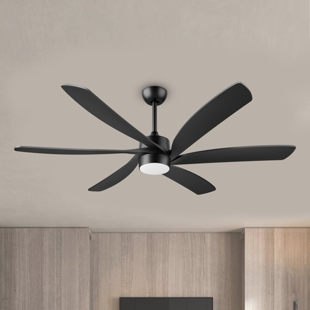Luvina 64 Inch Outdoor Ceiling Fan for Patios with Light and Remote, Modern High CFM 6 Blades Large Airflow Ceiling Fan, Quiet Reversible DC Motor, Indoor Outside Fan for Porch Gazebo Living Room Kitchen Garage Ivy Bronx 