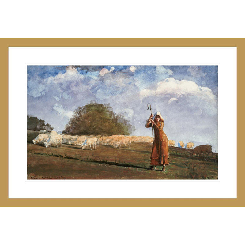 «The Young Shepherdess» par Winslow Homer, impression giclée encadrée, H 20,29 po x l 29,5 po