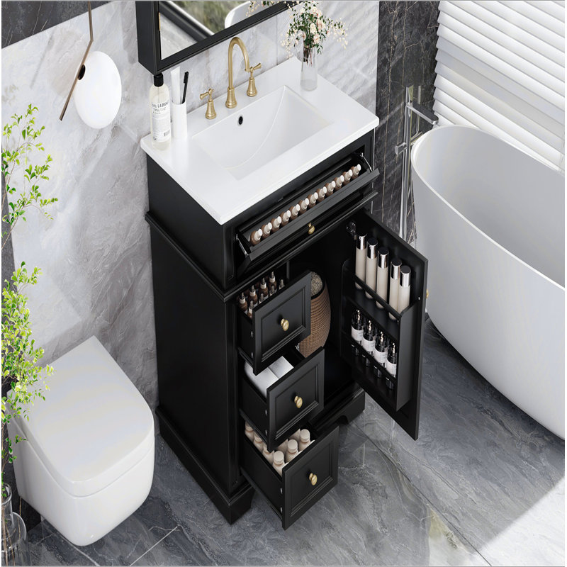Meuble-lavabo de 30 po avec lavabo, un tiroir basculant, trois tiroirs, tablette de porte, porte à fermeture douce