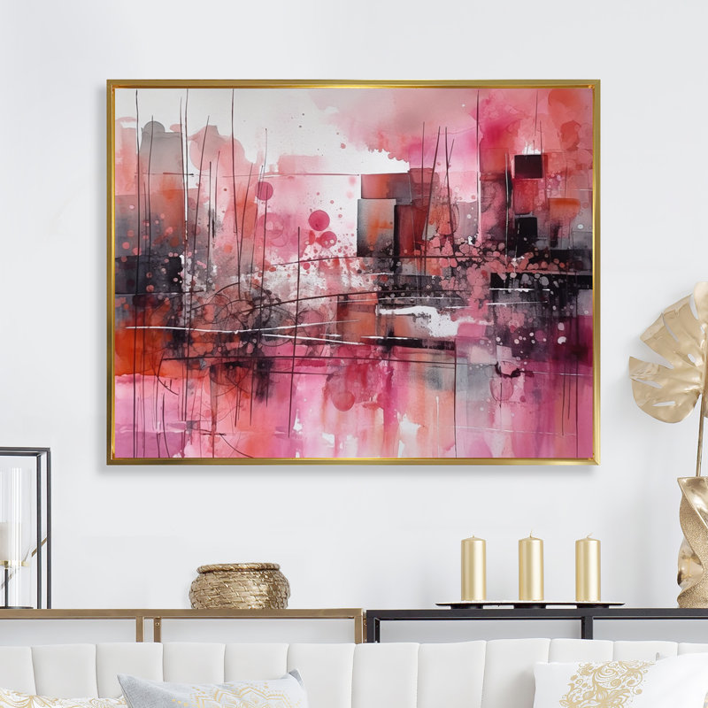 Modernist Expressions III Framed On Canvas Print, 12" H x 20" W x 1" D, Gold Floater Framed