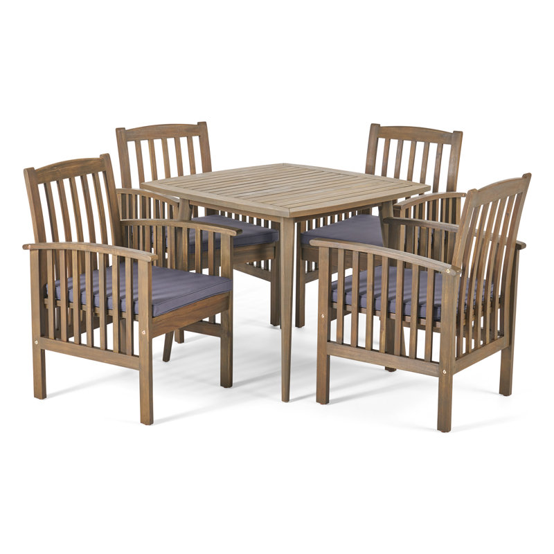 Ensemble repas 5 pièces avec coussins Tinnin, Mauve