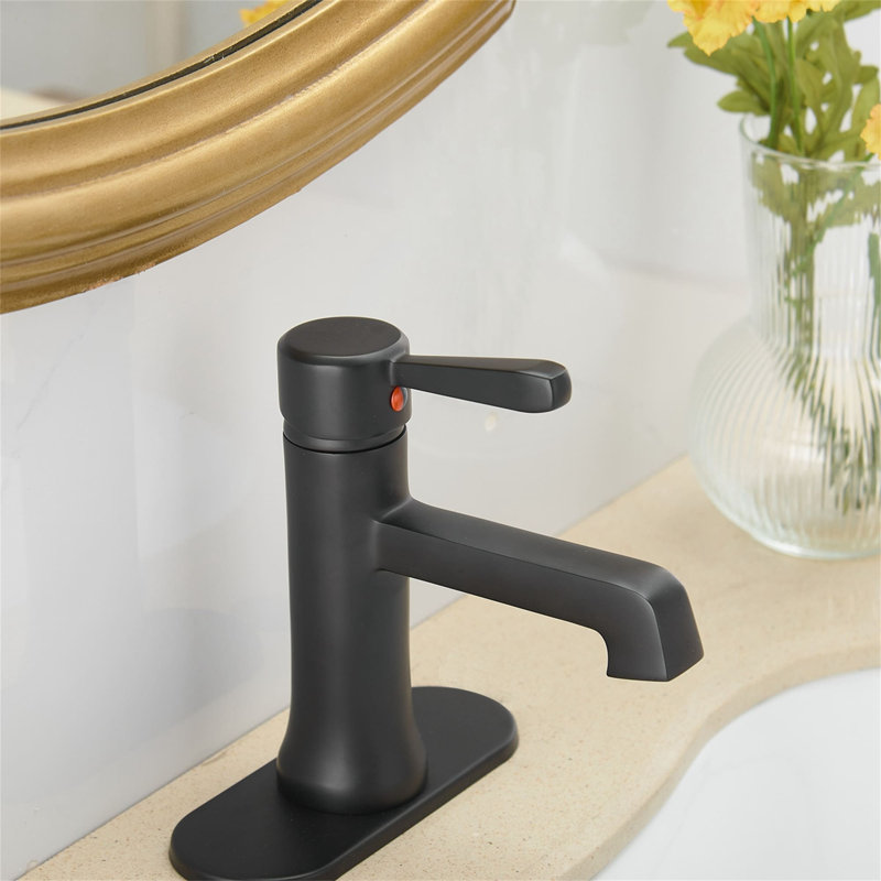 Robinet de salle de bains monotrou avec ensemble de drainage, Noir mat