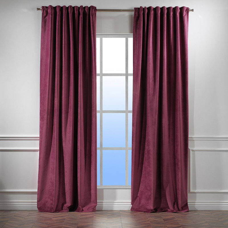 Panneau de rideau doublé occultant en velours mat très large et très long, L 52 po x L 156 po, 52 Rose